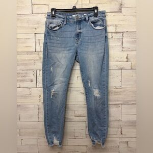 KanCan Light Blue Distressed curvy mid rise ankle skinny size 29